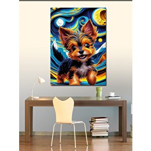 Kanvas Tablo Yavru Köpek Ve Van Gogh 100x140 cm