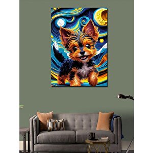 Kanvas Tablo Yavru Köpek Ve Van Gogh 100x140 cm