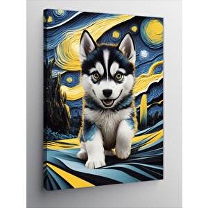 Kanvas Tablo Yavru Köpek Van Gogh Stili