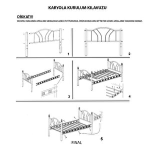 Argimo Zambak Tek Kişilik Ferforje Metal Karyola Beyaz