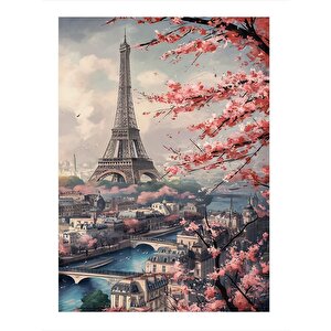 Eyfel Kulesi Paris Dekoratif Ahşap Tablo 35cm X50cm 35x50 cm