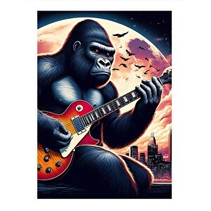 Elektro Gitar Çalan Goril Art Mdf Tablo 25cmx 35cm 25x35 cm
