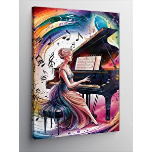 Kanvas Tablo Piyano Çalan Kadın 100x140 cm