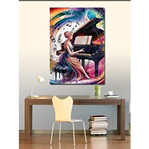 Kanvas Tablo Piyano Çalan Kadın 100x140 cm