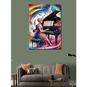 Kanvas Tablo Piyano Çalan Kadın 100x140 cm