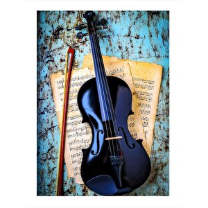 Keman Ve Müzik Notaları Hediyelik Mdf Tablo 35cm X50cm 35x50 cm