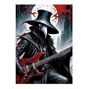 Elektro Gitar Çalan Kartal Desenli Mdf Tablo 35cm X50cm 35x50 cm