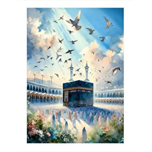 Güvercinler Ve Kabe Model Mdf Tablo 35cm X50cm 35x50 cm