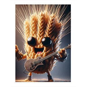 Elektro Gitar Çalan Başak Mdf Poster 25cmx 35cm 25x35 cm