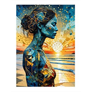 Soyut Kadın Ve Güneş Tasarım Mdf Tablo 35cm X50cm 35x50 cm