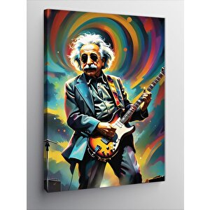 Kanvas Tablo Einstein Elektro Gitar Kullanıyor 70x100 cm