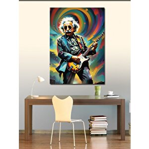 Kanvas Tablo Einstein Elektro Gitar Kullanıyor 70x100 cm