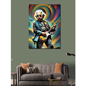 Kanvas Tablo Einstein Elektro Gitar Kullanıyor