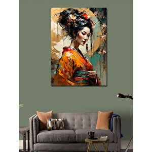 Kanvas Tablo Japon Kadın Ve Dolunay 70x100 cm