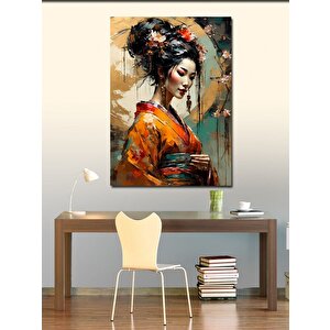 Kanvas Tablo Japon Kadın Ve Dolunay