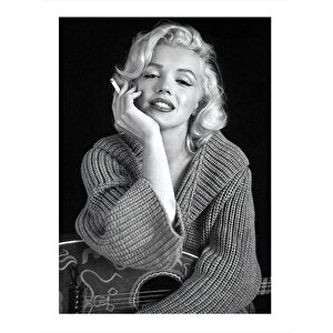 Marilyn Monroe Ve Gitar Desenli Ahşap Tablo 25cmx 35cm 25x35 cm