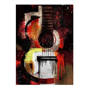 Akustik Gitar Dekoratif Ahşap Tablo 35cm X50cm 35x50 cm