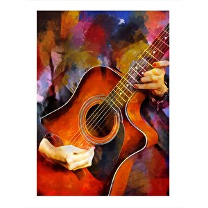 Akustik Gitar Desenli Mdf Tablo 35cm X50cm 35x50 cm
