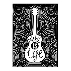 Desenler Ve Gitar Mdf Poster 35cm X50cm 35x50 cm