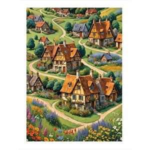 Köy Evleri Dekoratif Ahşap Tablo 25cmx 35cm 25x35 cm