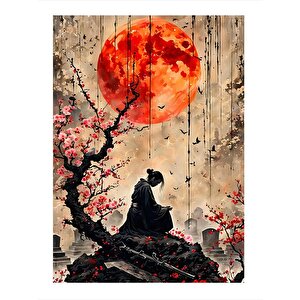 Güneş Ve Japon Kadın Tasarım Mdf Tablo 25cmx 35cm 25x35 cm