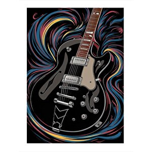 Siyah Elektro Gitar Mdf Poster 25cmx 35cm 25x35 cm