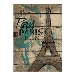 Paris Eyfel Kulesi Desenli Ahşap Tablo 25cmx 35cm 25x35 cm