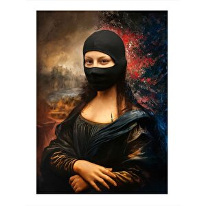 Kar Maskeli Mona Lisa Desenli Mdf Tablo 35cm X50cm 35x50 cm
