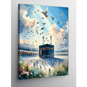 Kanvas Tablo Güvercinler Ve Kabe