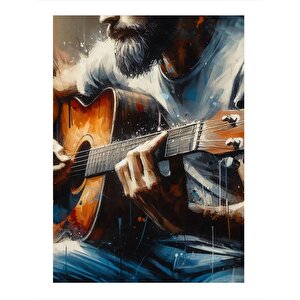Akustik Gitar Çalan Adam Model Ahşap Tablo 25cmx 35cm 25x35 cm