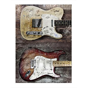 Elektro Gitarlar Hediyelik Ahşap Tablo 35cm X50cm 35x50 cm