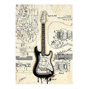 Elektro Gitar Anatomisi Mdf Tablo 25cmx 35cm 25x35 cm