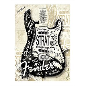 Strat Elektro Gitar Model Ahşap Tablo 25cmx 35cm 25x35 cm