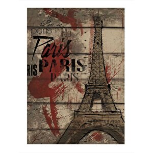 Paris Eyfel Dekoratif Ahşap Tablo 35cm X50cm 35x50 cm