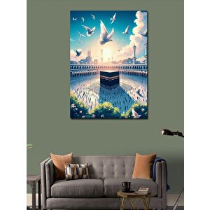 Kanvas Tablo Beyaz Güvercinler Ve Kabe