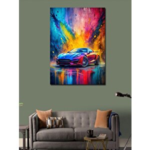 Kanvas Tablo Renkli Fon Spor Araba 70x100 cm