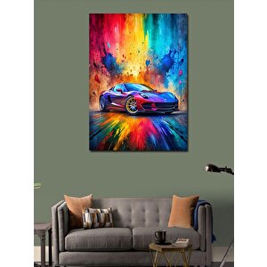 Kanvas Tablo Renkli Fon Spor Araba 70x100 cm