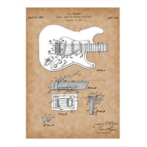Elektro Gitar Anatomisi Dekoratif Ahşap Tablo 35cm X50cm 35x50 cm