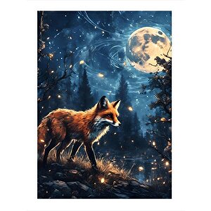 Tilki Ve Dolunay Art Mdf Poster 35cm X50cm
