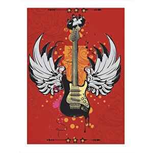 Melek Kanatlı Elektro Gitar Model Mdf Tablo 25cmx 35cm 25x35 cm