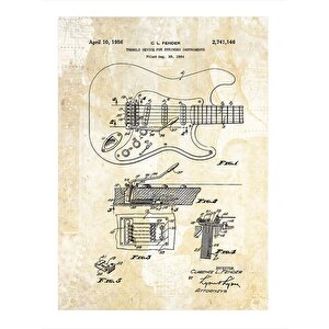 Elektro Gitar Anatomisi Modern Mdf Tablo 35cm X50cm 35x50 cm