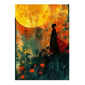 Dolunay Ve Soyut Kadın Art Mdf Poster 35cm X50cm 35x50 cm