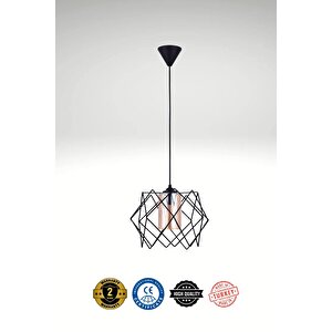 Uzay (camli) Modern Siyah Avize - 24 Cm Genişlik, 70 Cm Yükseklik, Tek Sarkıt
