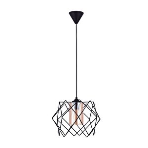 Uzay (camli) Modern Siyah Avize - 24 Cm Genişlik, 70 Cm Yükseklik, Tek Sarkıt