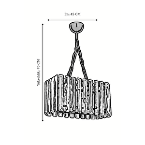 Çit İkili Ahşap Avize Aydınlatma - 45 Cm Genişlik, 70 Cm Yükseklik, Modern Ve Şık Tasarım