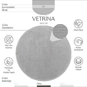 Cool Halı Vetrina 3603 Gri Yumuşak Dokulu Halı Kilim Salon Mutfak Kesme Yolluk Yuvarlak Makine Halı