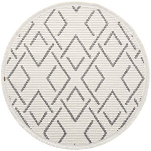 Vetrina 3609 Krem Yumuşak Doku Halı Kilim Salon Mutfak Kesme Yolluk Yuvarlak Makine Halı 160x160 cm