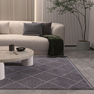 Vetrina 3606 Antrasit Yumuşak Dokulu Halı Kilim Salon Kesme Yolluk Dokuma Makine Halısı 120x180 cm