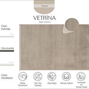 Vetrina 3602 Vizon Yumuşak Doku Halı Kilim Salon Mutfak Kesme Yolluk Dokuma Makine Halısı 120x180 cm