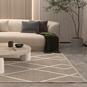 Vetrina 3608 Vizon Yumuşak Dokulu Halı Kilim Salon Mutfak Kesme Yolluk Dokuma Makine Halı 160x230 cm